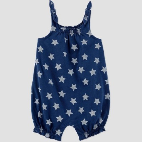 Carter's Just One You® Baby Girls' Stars Romper - 6M: Cotton Jersey, Crotch Snap, Elastic Leg Openings