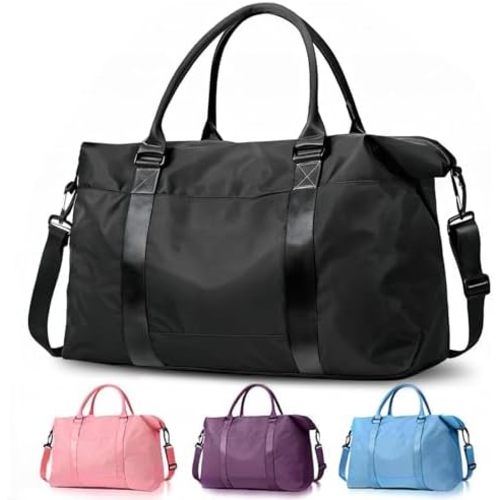 Travel Duffle Bag, Weekender Travel Bag Men Small Gym Bag for Women, Hospital Bag for Labor and Delivery, Overnight Bag Luggage Bag with Trolley Sleeve, Airplane Travel Essentials for Flying(Black)