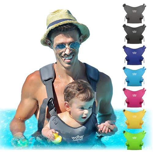 WaterLand Baby Carrier - Innovative Carrier You Can Use Both in Water & Land - Waterproof Infant Chest Holder with Adjustable Straps, Lightweight Toddler Harness for Pool & Beach (Grey)
