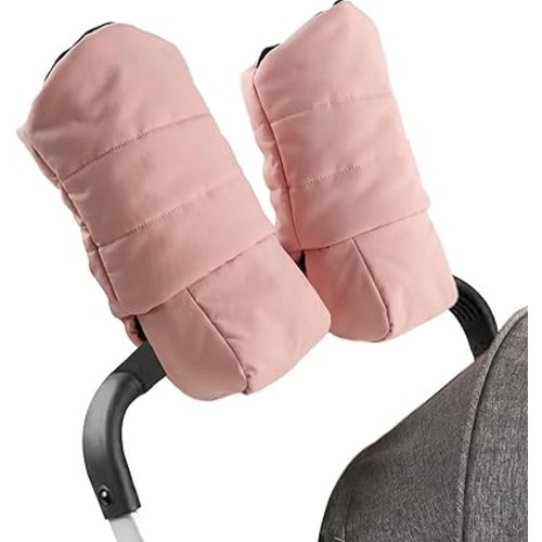 Zsedrut Stroller Gloves Universal Winter Anti-Freeze Stroller Mittens Water Repellent Hand Warmer Muff Fleece Lined,Winter Stroller Accessories (Pink)