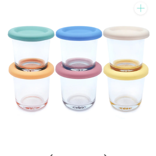 4oz Glass Baby Food Storage Jars | Food Grade Silicone Lids | Set of 6 | Neutral Colors