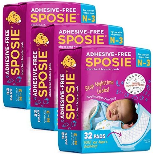 Sposie Overnight Baby Diaper Booster Pads/ Doublers for Newborns to Size 3 Diapers| 96 Insert-Pads| No Adhesive, Easy Repositioning, Disposable, Nighttime Protection for Infant Boys & Girls