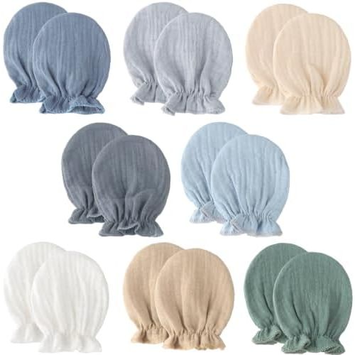 BQUBO Muslin Baby Mittens for Newborn Cotton No Scratch Breathable Gloves