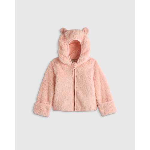 Recycled Sherpa Fleece Bear Jacket - Baby in Cozy Pink