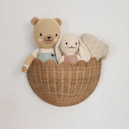 Scalloped Wicker Wall Basket - The Original - Rattan Wall Hanging Baskets - 16" x 10" x 7"In