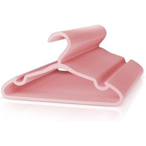 Plastic Kids Hangers - 50 Pack Non-Slip Baby Clothes Hangers for Closet, Toddler & Newborn Clothing Pants, Skirts, Coats (Pink)