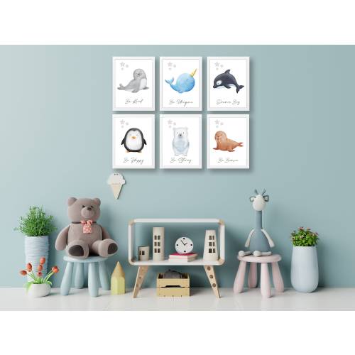 Set of Nursery Prints , Winter Nursery Wall Art , Arctic Animals  , Nursery Wall Art , Arctic Nursery , Penguin - Whale - Home Decor