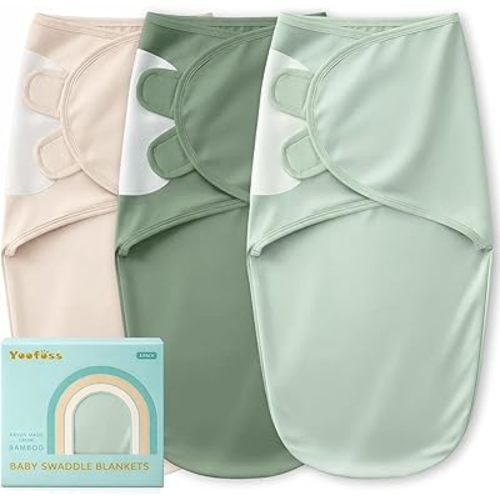 Yoofoss Baby Swaddle for Newborns 0–3 Months, Rayon Made from Bamboo Swaddle, Noiseless Closure Swaddle Sack, Soft Breathable & Durable Snug Fit