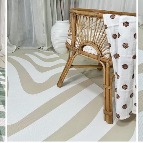 Gingham & Beige Wave Reversible Playmat - LARGE