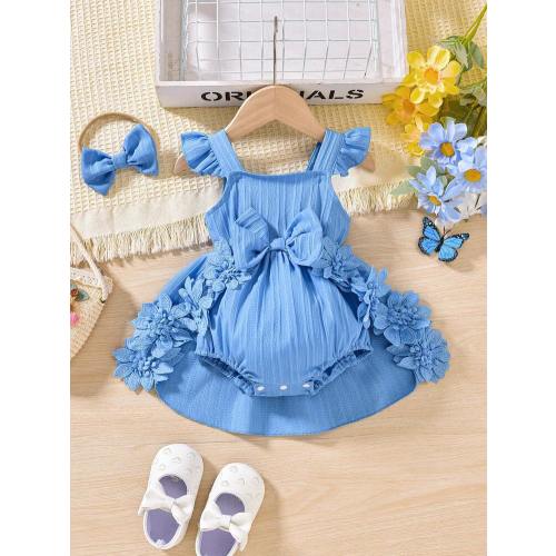 Baby Girl Cute Bib Patchwork Floral Lace Bodysuit Dress | SHEIN EUR