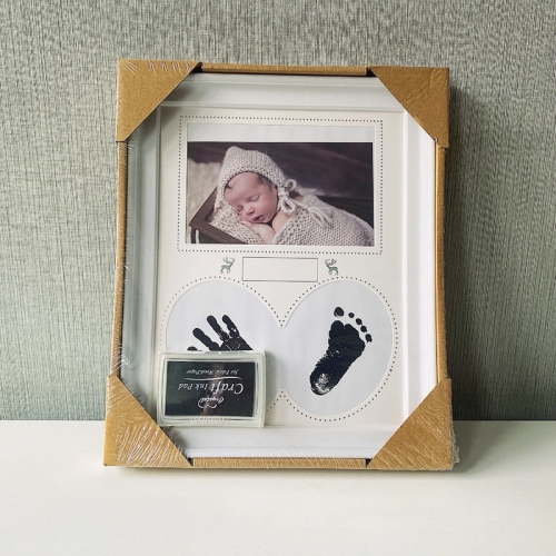 Baby Picture Frame First Year, Baby Handprint and Footprint Kit with Ink Pad, Milestones Baby Gift, Anniversary Growth Record Keepsake for Mom/Newborn (White)