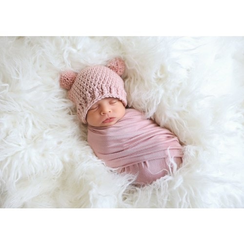 Baby girl hat 65 colors mini pom bear hospital beanie for coming home outifit shower gift newborn photography photo prop dusty rose pink