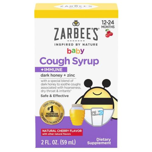 Zarbee's Baby Cough Syrup + Immune With Honey & Zinc - Natural Cherry Flavor - 2 Fl Oz