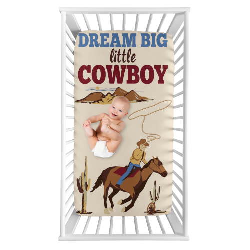 Sweet Jojo Designs Wild West Cowboy Brown Red Blue Photo Op Fitted Crib Sheet