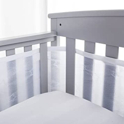 BreathableBaby Breathable Mesh Liner for Full-Size Cribs, Sheer Deluxe 5mm Mesh, Stars (Size 4FS Covers 3 or 4 Sides)