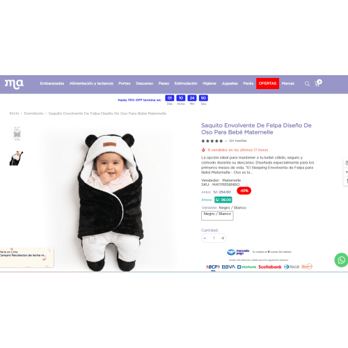 Saquito Envolvente de Felpa Diseño de Oso para Bebé Maternelle