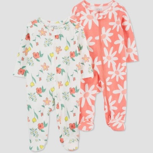 Carter's Just One You® Baby Girls' 2pk Sleep N' Play, Color: White/Orange, Size: 9M