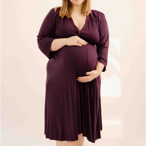 Lila Labor & Postpartum Gown in Plum