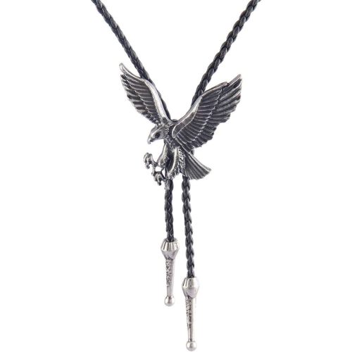 Western Black Bolo Tie for Men and Women,Native American Leather Bolo Tie String
