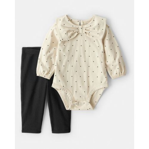 Baby Girl 2-Piece Bow Bodysuit & Pant Set - Cream/Black - Carter's | Carter's