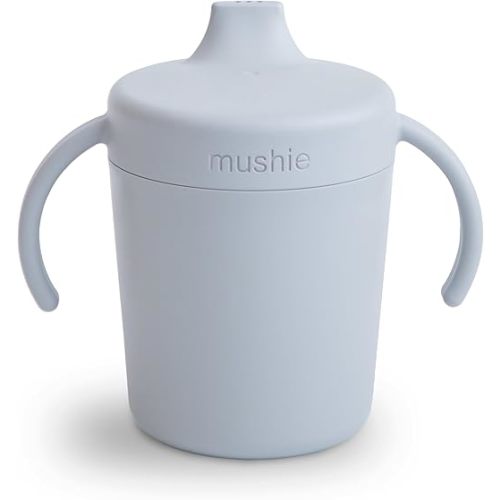 mushie Trainer Sippy Cup | Made in Denmark | Leak Resistant Twist-Off Lid & Handles | 6 Months + (Cloud)