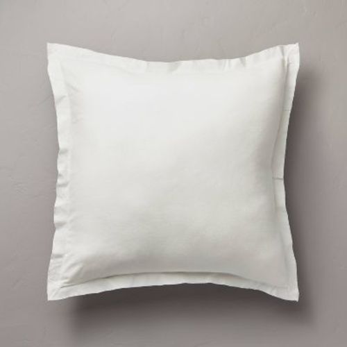 26"x26" Linen Blend Euro Bed Pillow Cream - Hearth & Hand™ With Magnolia: Indoor Square Pillow, Removable Cover, Oeko-tex Certified