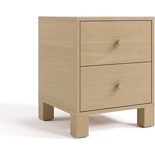 Storkcraft California 2-Drawer Nightstand (Driftwood) – GREENGUARD Gold Certified, Premium Wood Storage for Kids and Teens, Elegant Design with Iconic Block Feet