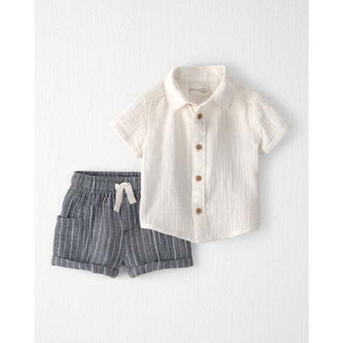12M Baby Boy 2-Piece Organic Cotton Gauze Top & Short Set - Little Planet | Carter's