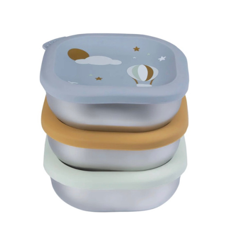 Microwave-Safe Stainless Steel Baby Bowls with Lid Set of 3