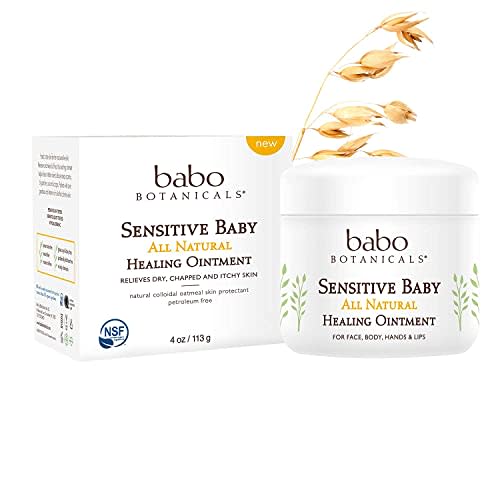Babo Botanicals Sensitive Baby Fragrance-Free All Natural Healing Ointment - with 70+% Organic Ingredients & Medical Grade Colloidal Oatmeal - 4 oz.