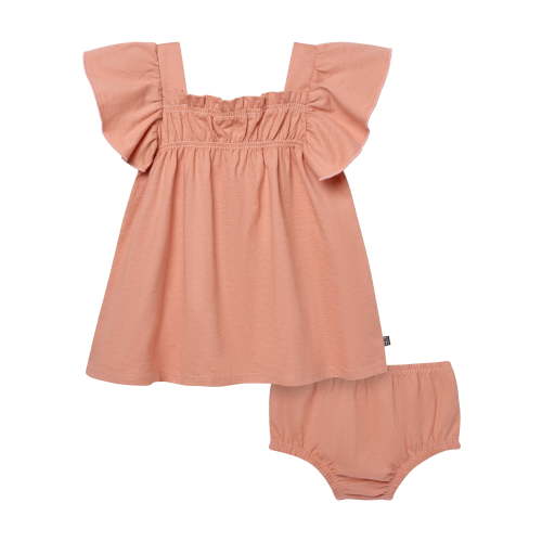 Modern Moments by Gerber Baby Girl Smocked Flutter Sleeve Dress and Diaper Cover, 2-Piece, Sizes 0/3 Months - 24 Months