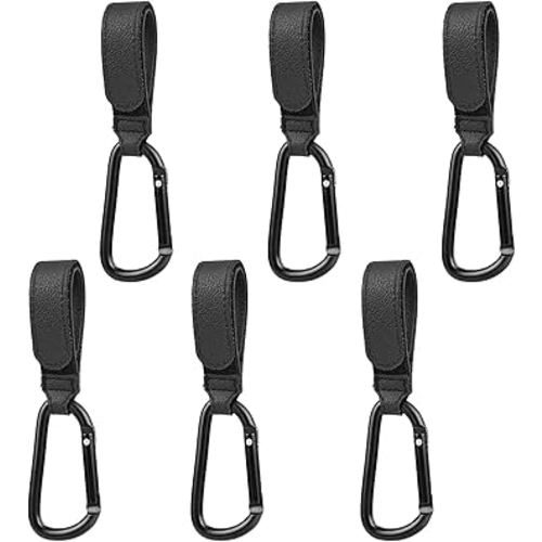 6 Pack Stroller Hooks for Bags, Baby Stroller Clips and Hooks Each Hold 33 lbs, Adjustable Stroller Carabiner Clip for UPPAbaby, DOONA, Baby Jogger, Britax, ChiccoC