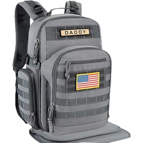 SHARKMOUTH Military Diaper Bag for Dad: Large Insulated Baby Bag with MOLLE System & Changing Pad for Tactical Dads - 900D Polyester for Outdoor Travel Camping Park Trips