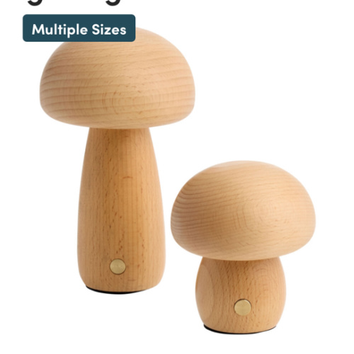 Natural Wood Mushroom Shaped LED Portable Night Light - World Market