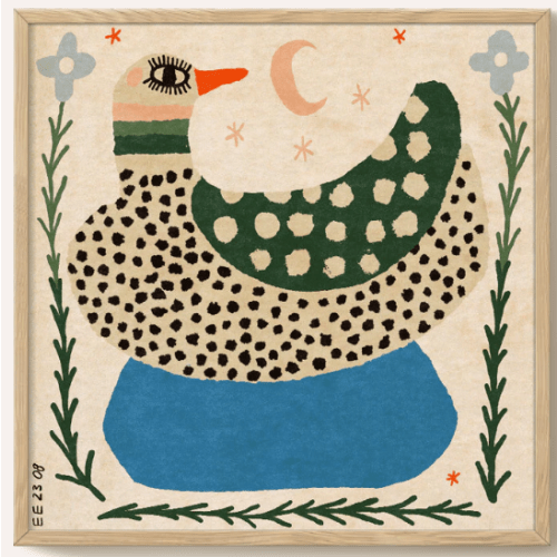 Enikő Eged - Spotted Duck - 50cm x 50cm Natural Oak Frame