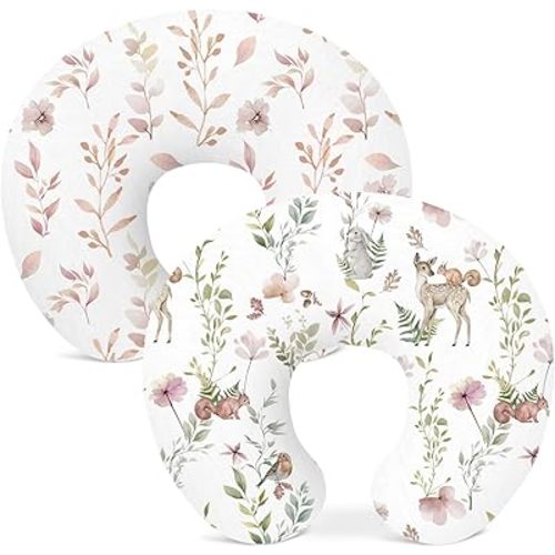 Nursing Pillow Covers 2 Pack, Breastfeeding Pillow Slipcovers Soft and Stretchy, Nursing Covers for Baby Girls Boys Newborn