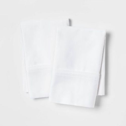 King Solid Performance 400 Thread Count Pillowcase Set White - Threshold™: Cotton Sateen, OEKO-TEX Certified, Set of 2