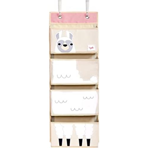3 Sprouts Over The Door Baby Organizer - Essential Newborn Nursery Storage, Toy Organizer for Room and Closet - Bedroom Storage - Hooks Included, Llama