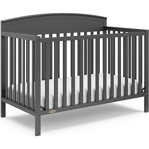 Graco Benton 5-in-1 Convertible Crib (Gray) – GREENGUARD Gold Certified, Converts from Baby Crib to Toddler Bed, Daybed and Full-Size Bed, Fits Standard Full-Size Crib Mattress