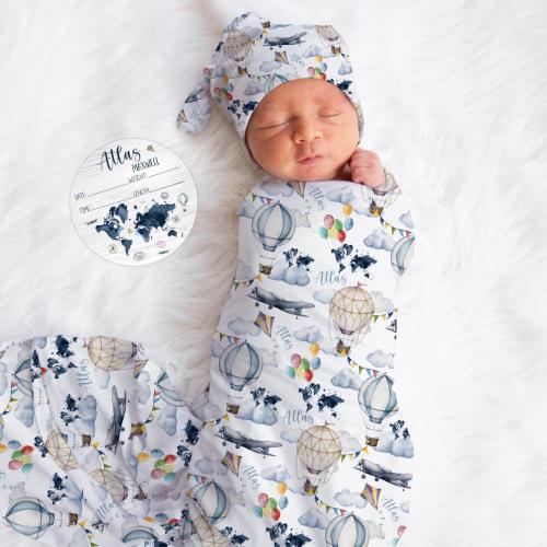 World Map Swaddle, Adventure Swaddle Bundle Option, Personalized Swaddle Blanket, World Map Baby Swaddle, T1