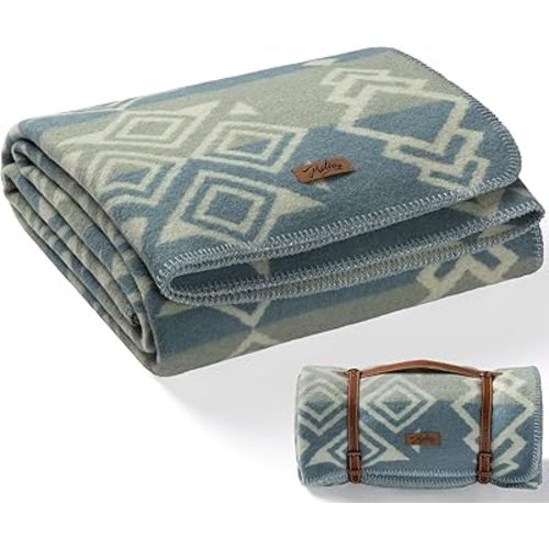 Molithe 100% Wool Blanket, 62" x 86", Warm, Thick, Washable, Military Wool Blanket, Great for Camping, Outdoors, Sporting Events, Survival Kits Sky Blue