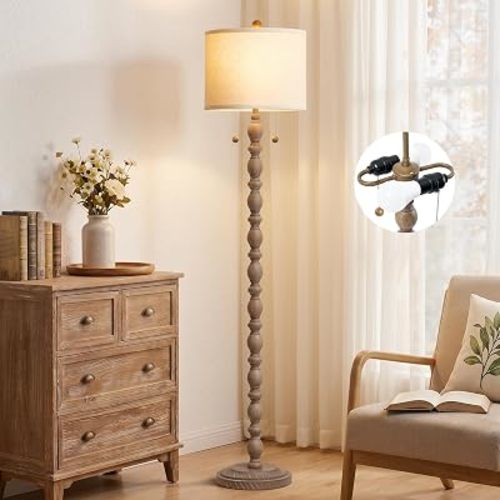 Luvkczc Farmhouse Floor Lamps for Living Room, Standing Lamp with Bulb