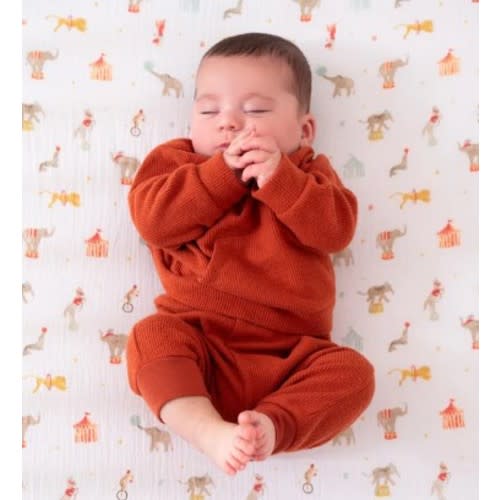 Elephant Circus Cotton Muslin Crib Sheet | aden + anais