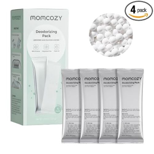 Momcozy Diaper Pail Deodorizer Refills, 4 Packs Mineral-Based Odor Control Bags, Fragrance-Free Odor Absorber Packs for Momcozy Diaper Pail, Trash Bins, Shoe Cabinets, Gym Bags & Cat Litter Boxes