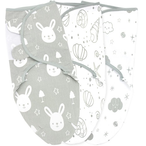 Baby Swaddle Blankets for Newborn Boy and Girl, 0-3 Months old, 3 Set of Adjustable Infant Wrap, Ultra Grey