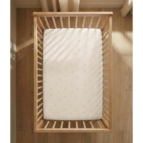 HushDry™ 2-in-1 Waterproof Fitted Cot Sheet Viscose from Bamboo Cream Lemons