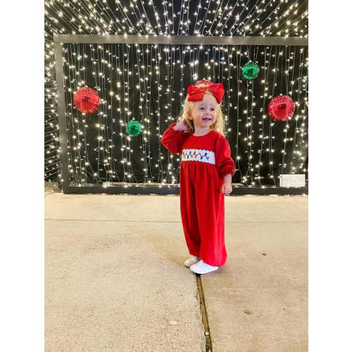 RTS: Smocked Lights- Girls Knit Romper