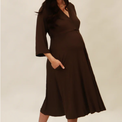 Lila Labor & Postpartum Gown in Mocha