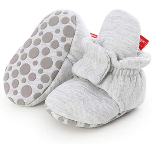 Infant Baby Boys Girls Cozy Fleece Booties Stay on Slippers Non Slip Soft Gripper Sock Shoes Toddler First Walker Newborn Crib Birthday Shower Gift