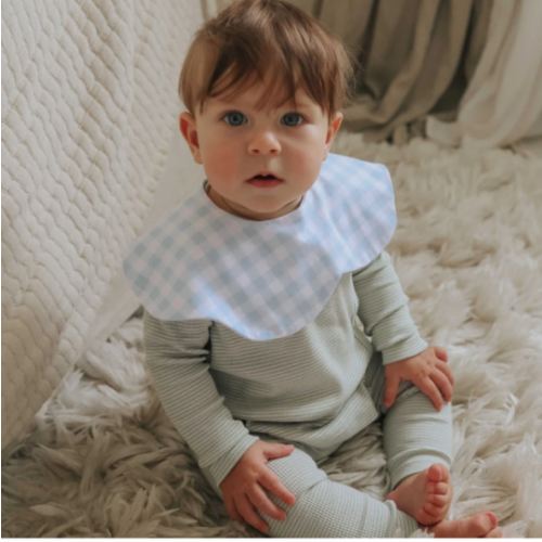 Picnic Gingham Winglet Bib - Blue